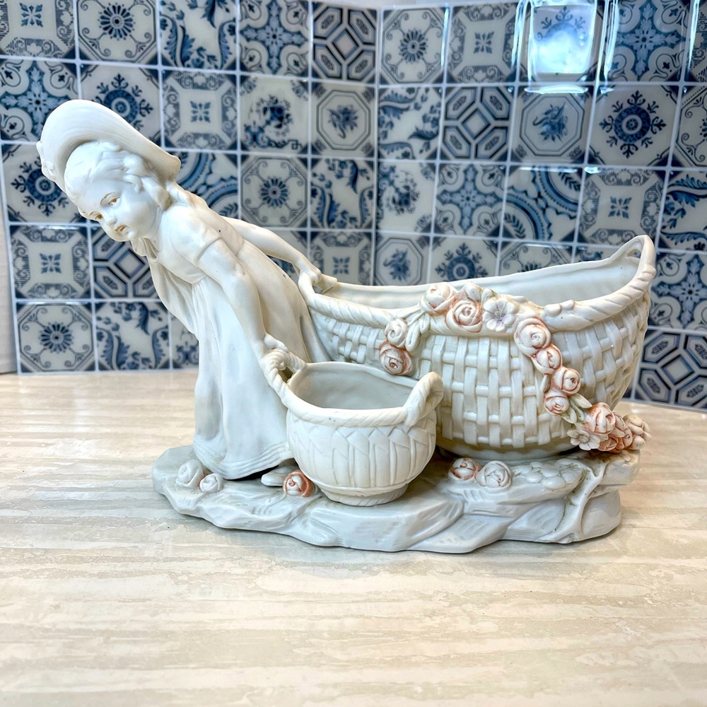 Antique German bisque porcelain Planter Sculpture